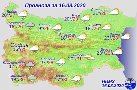 Времето за 16-ти август