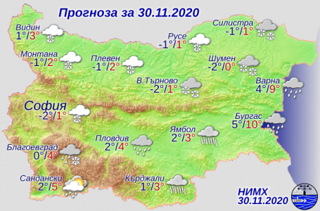 Времето днес, 30 ноември