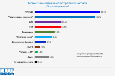 „Галъп“: ГЕРБ води на ПП! Същите 7 формации биха влезли в НС, ако изборите бяха днес